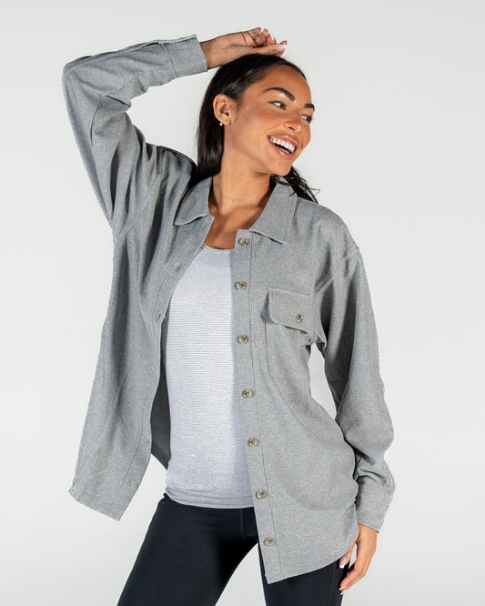 Waffle Button Down - Heathered Gray - FINAL SALE
