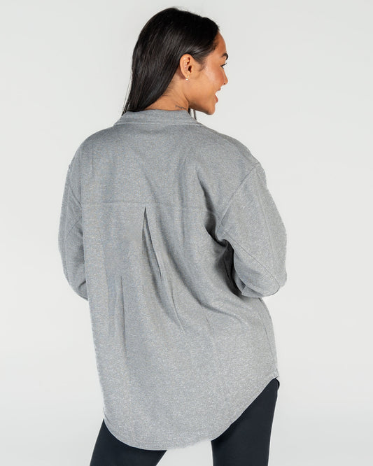 Waffle Button Down - Heathered Gray - FINAL SALE