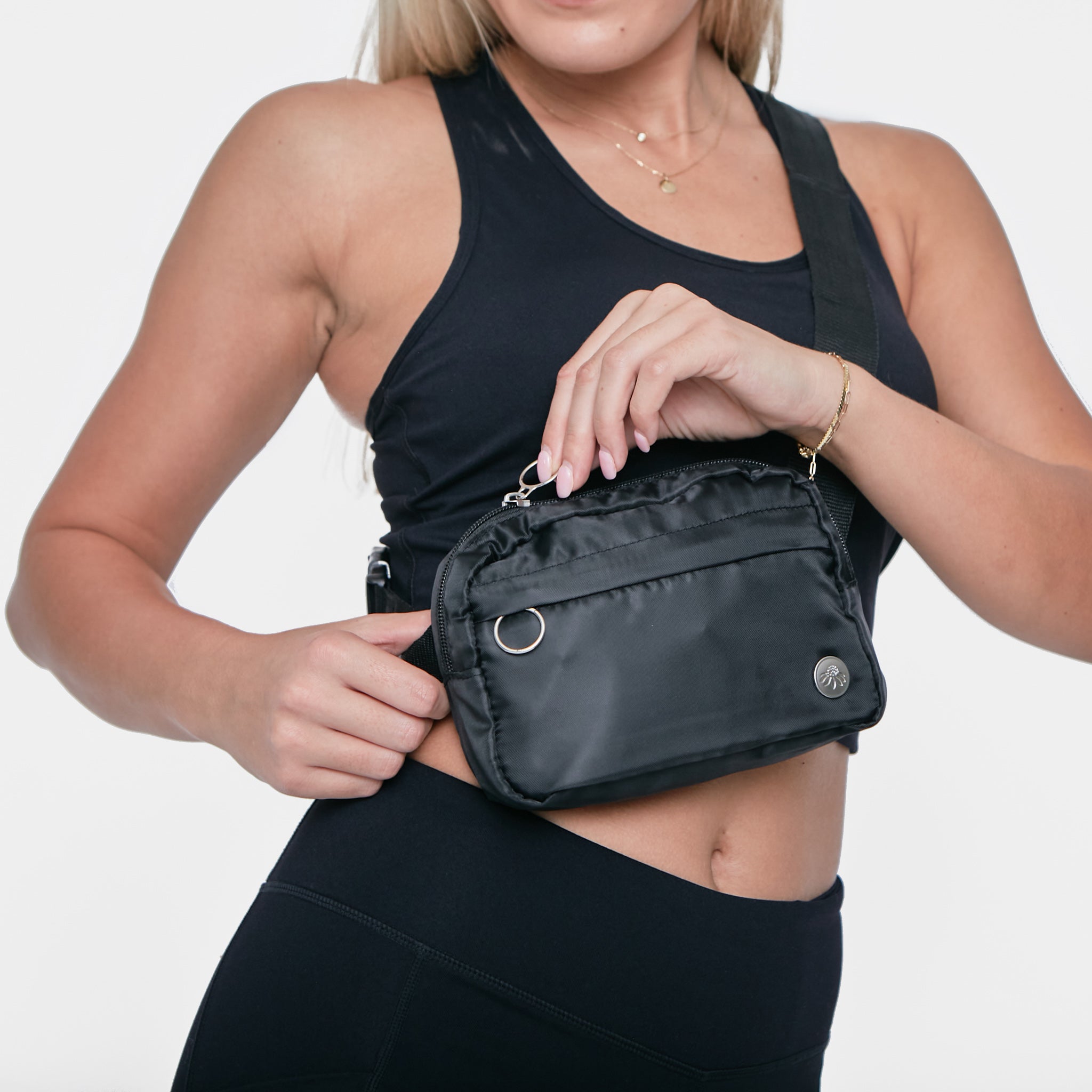 Zodaca Plus Size Black Fanny Pack, Crossbody Bag with Adjustable Belt Straps Fits 34-60 inch Waist (expands to 5XL)