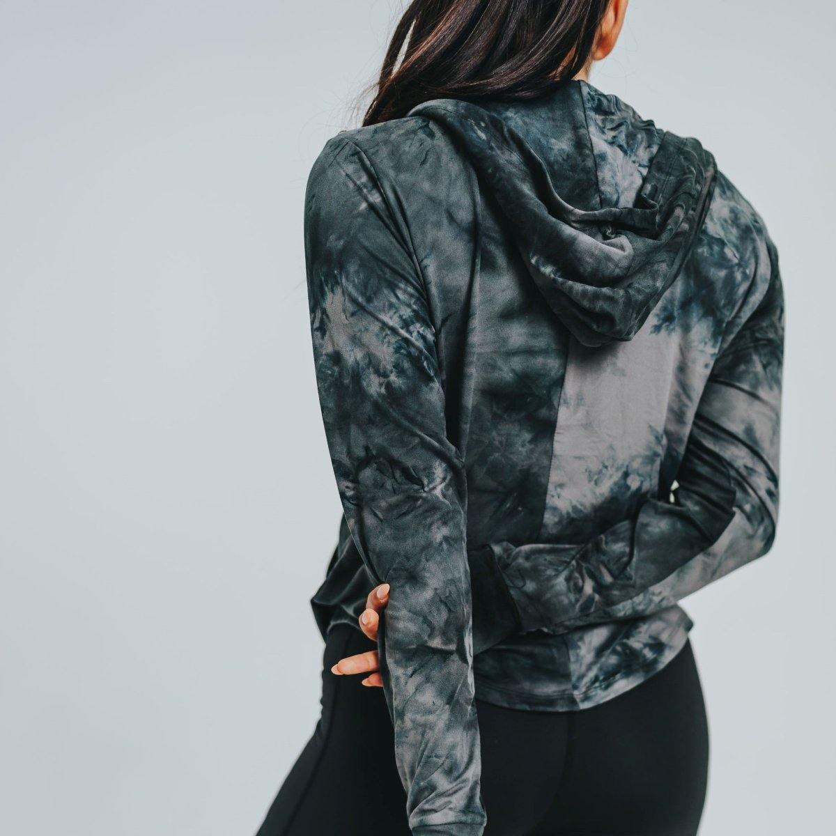Bestie Zip Up Hoodie - Black Tie Dye - Senita Athletics