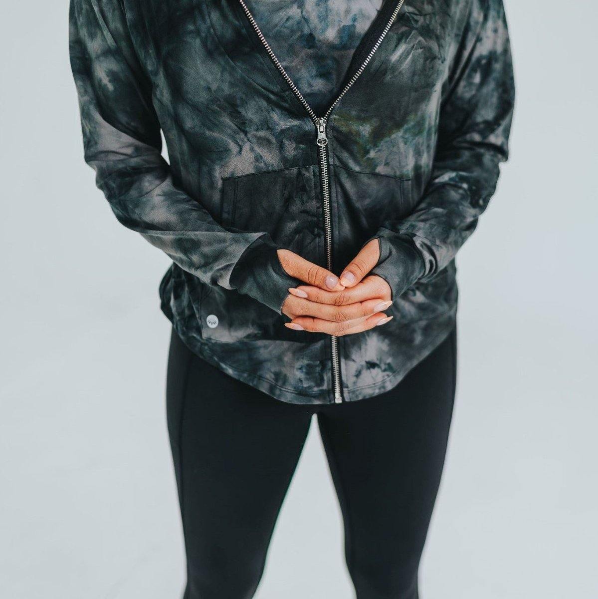 Bestie Zip Up Hoodie - Black Tie Dye - Senita Athletics