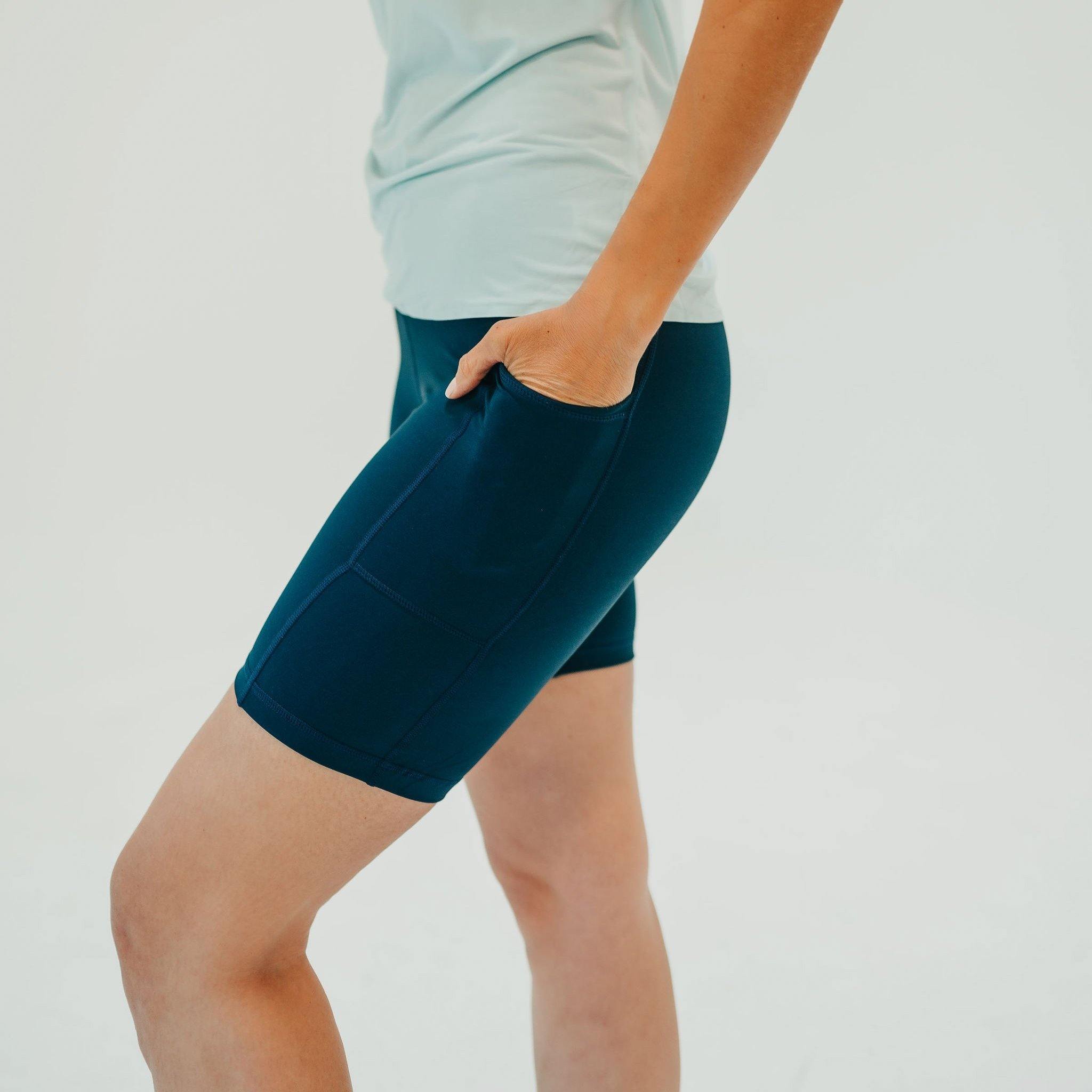 High Waisted Rio Shorts (7 in. inseam) - Navy - Senita Athletics