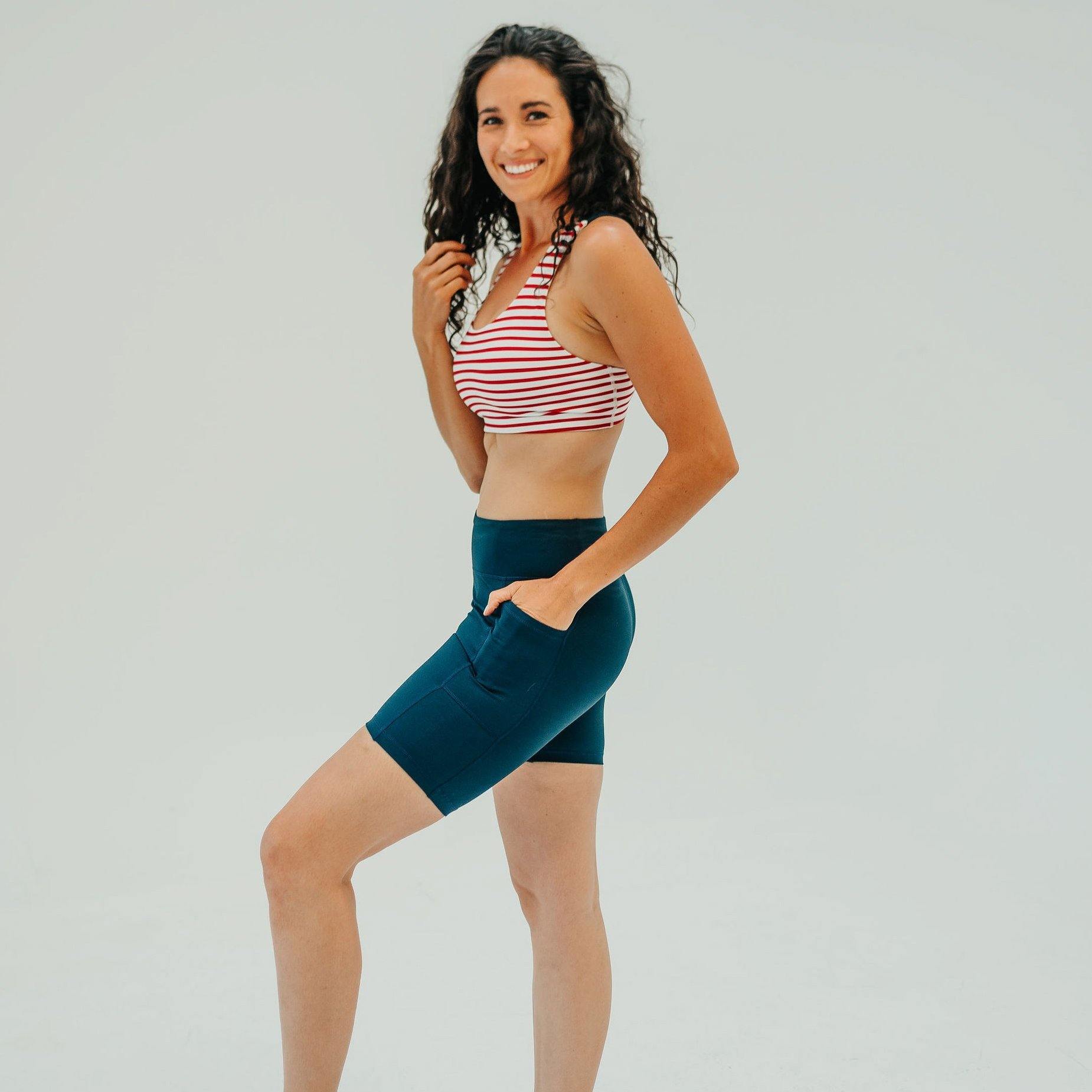 High Waisted Rio Shorts (7 in. inseam) - Navy - Senita Athletics