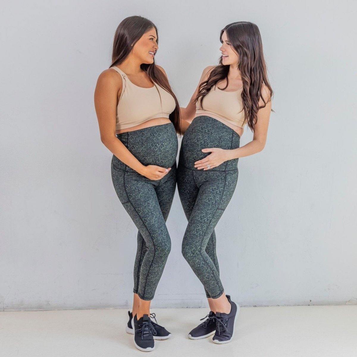 Mamacita Maternity Capris - Black/Evergreen Terrain - Senita Athletics