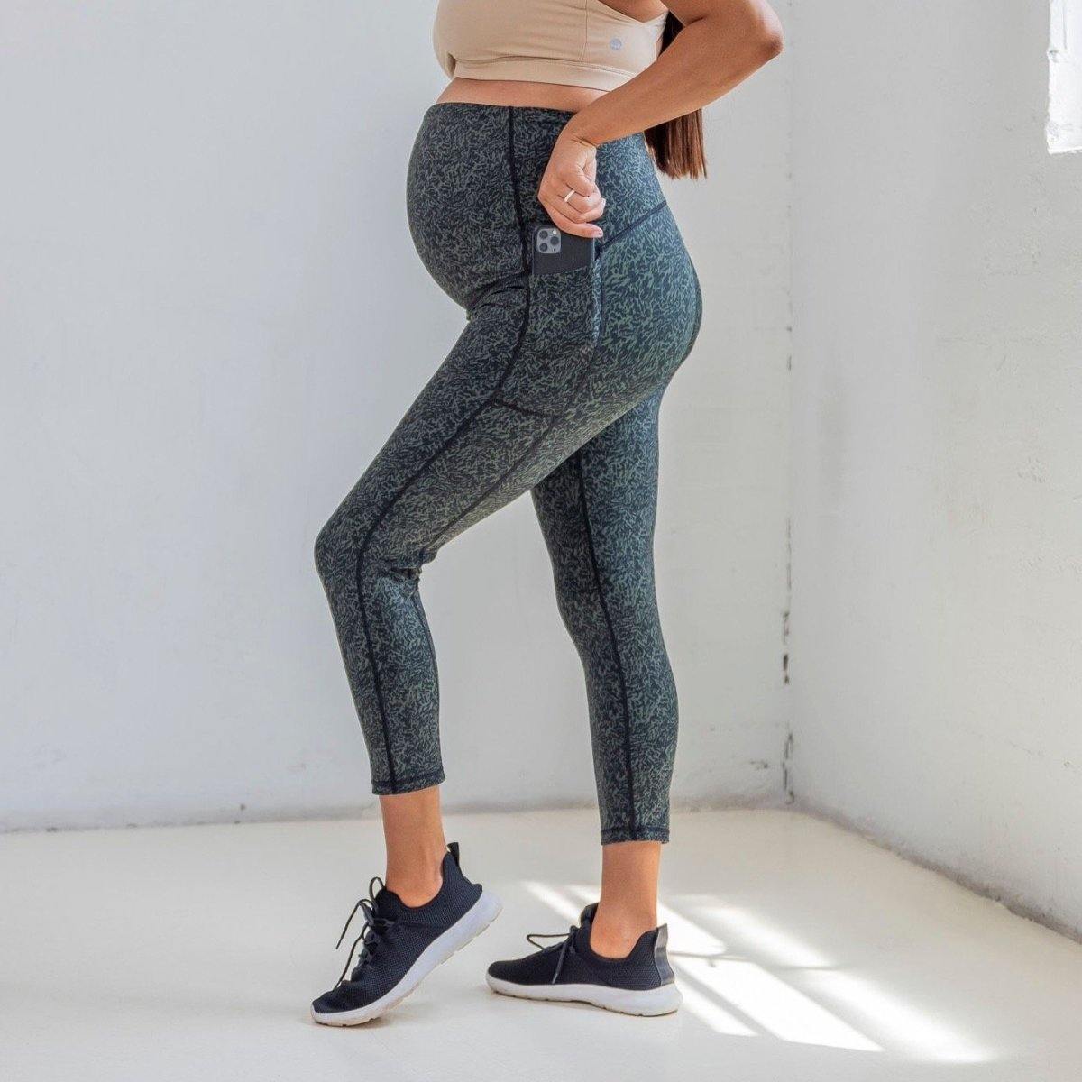 Mamacita Maternity Capris - Black/Evergreen Terrain - Senita Athletics