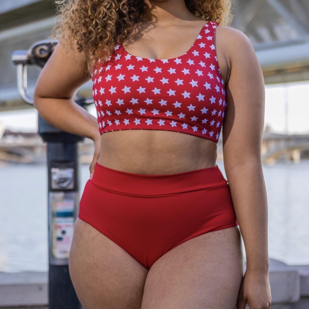 Page High Waisted Swim Bottoms - Cherry - Senita Athletics