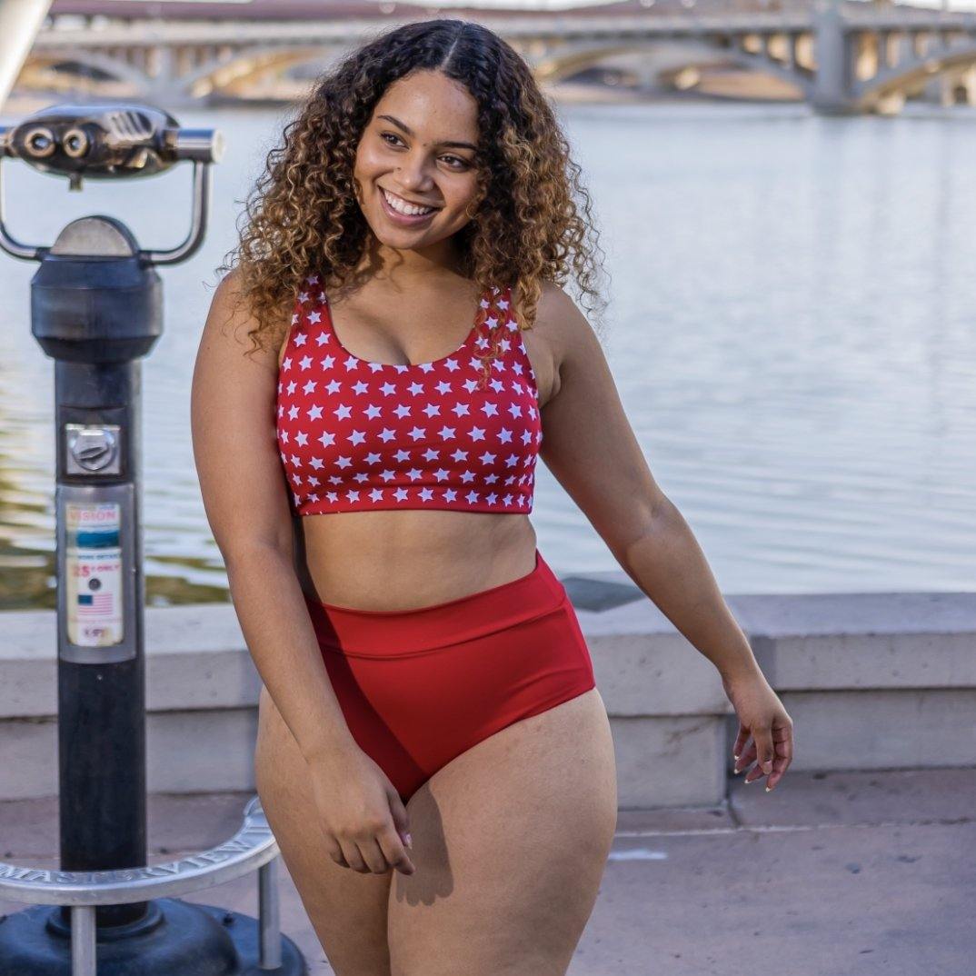 Page High Waisted Swim Bottoms - Cherry - Senita Athletics