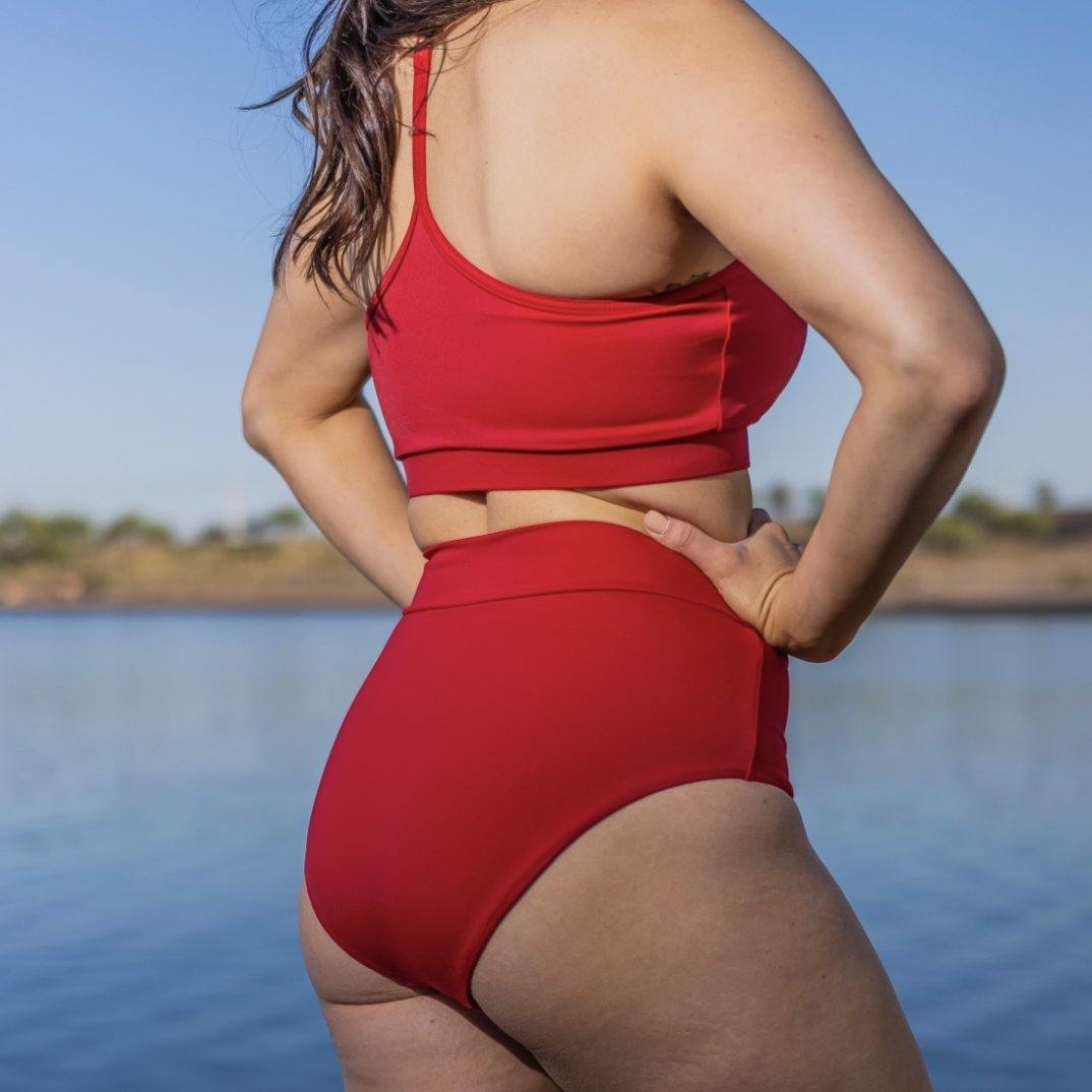 Page High Waisted Swim Bottoms - Cherry - Senita Athletics