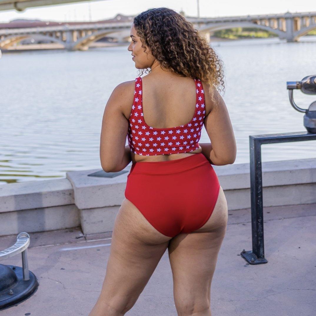 Page High Waisted Swim Bottoms - Cherry - Senita Athletics