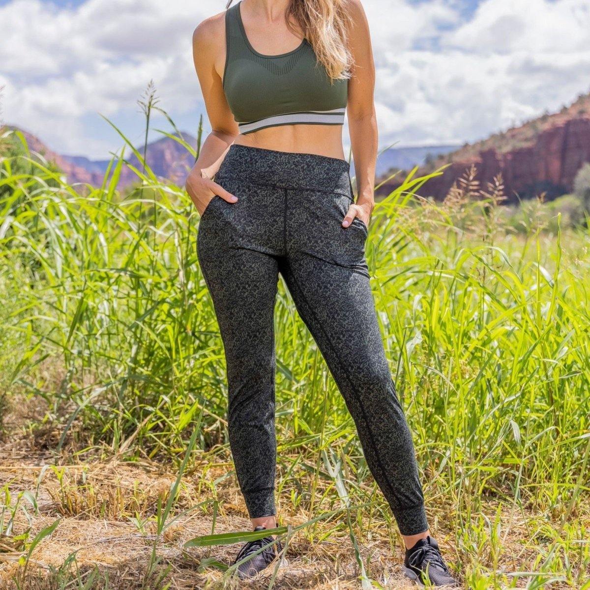 Studio Skin Joggers - Black and Evergreen Terrain - Senita Athletics
