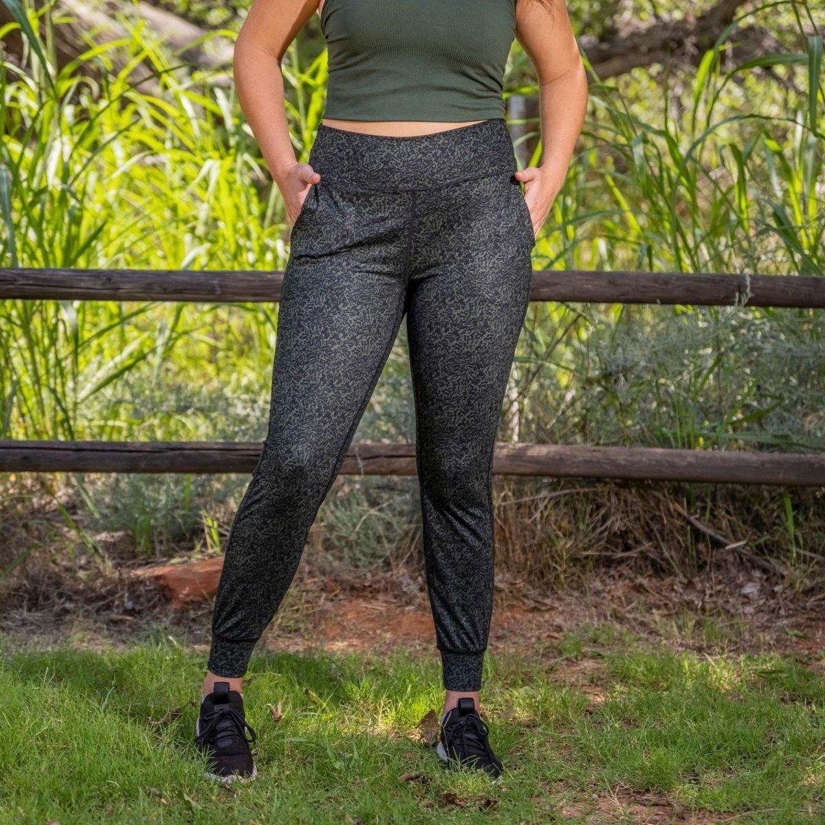 Studio Skin Joggers - Black and Evergreen Terrain - Senita Athletics