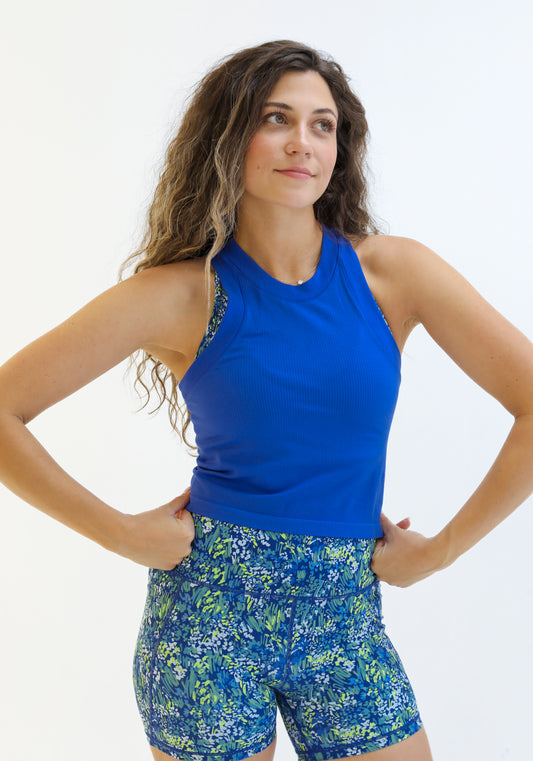 Bella Ribbed Tank (Short) - Cobalt