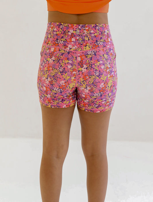 Lux High Waisted Rio Shorts (5 in. inseam) - Spring Garden