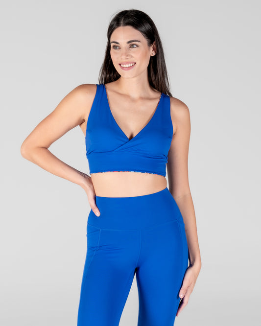 4-in-1 Salutation Sports Bra - Cobalt Blue & Winter Garden