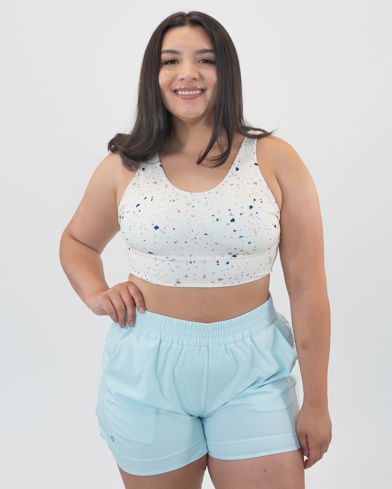 4-in-1 Salutation Sports Bra - Sky Blue & Day Terrazzo