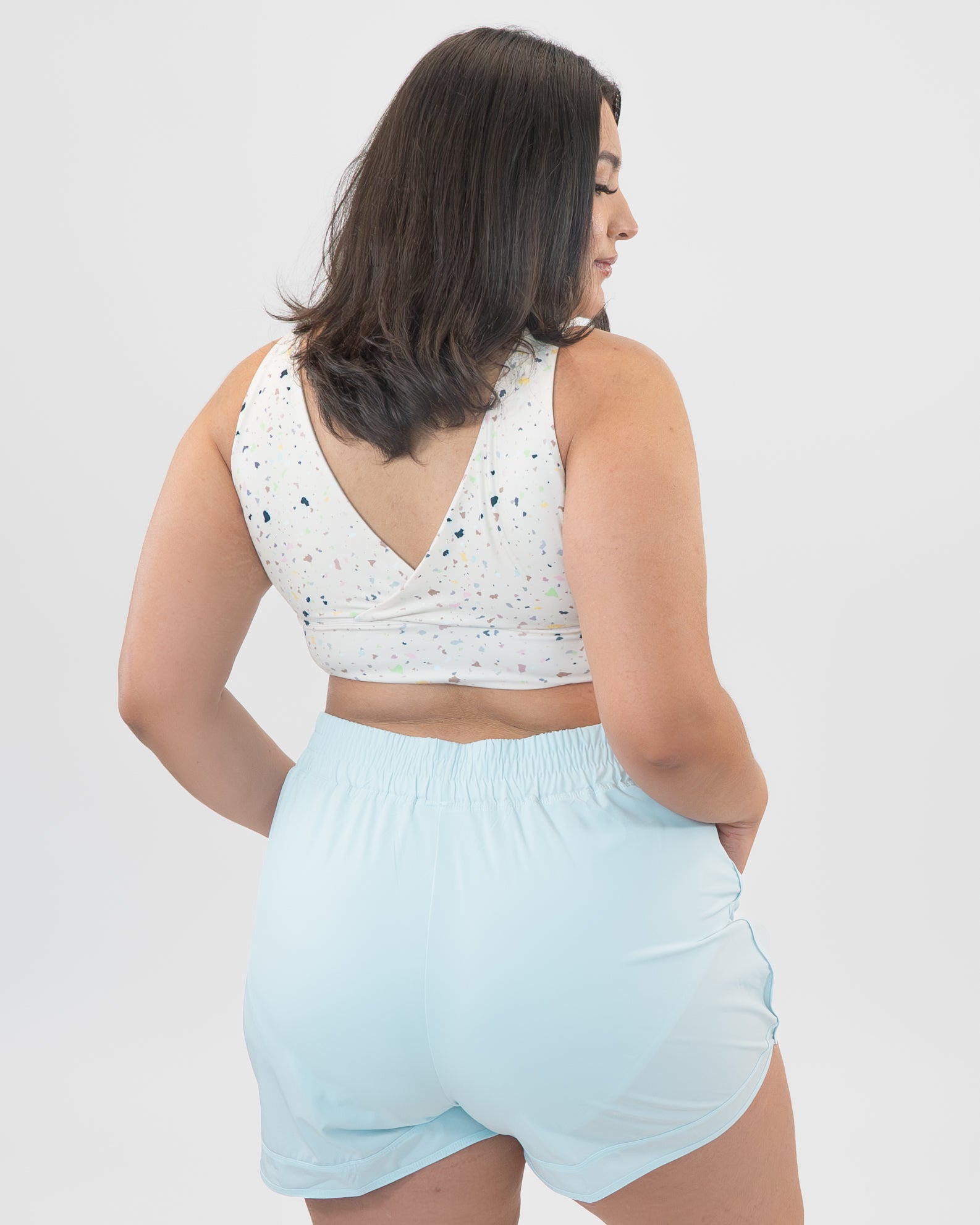 4-in-1 Salutation Sports Bra - Sky Blue & Day Terrazzo