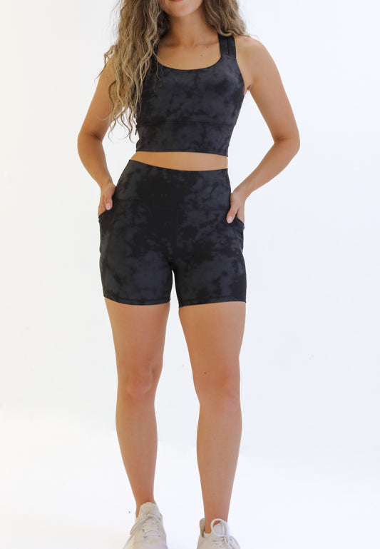 Lux High Waisted Rio Shorts (5 in. inseam) - Onyx Tie Dye