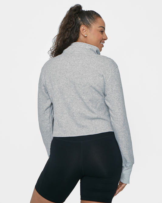 Hailey Cropped Half Zip - Gray