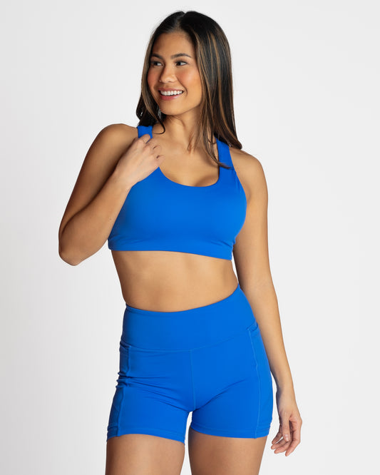 Lux Strappy Sports Bra - Cobalt