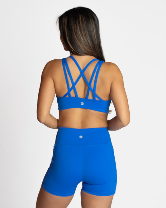 Lux Strappy Sports Bra - Cobalt