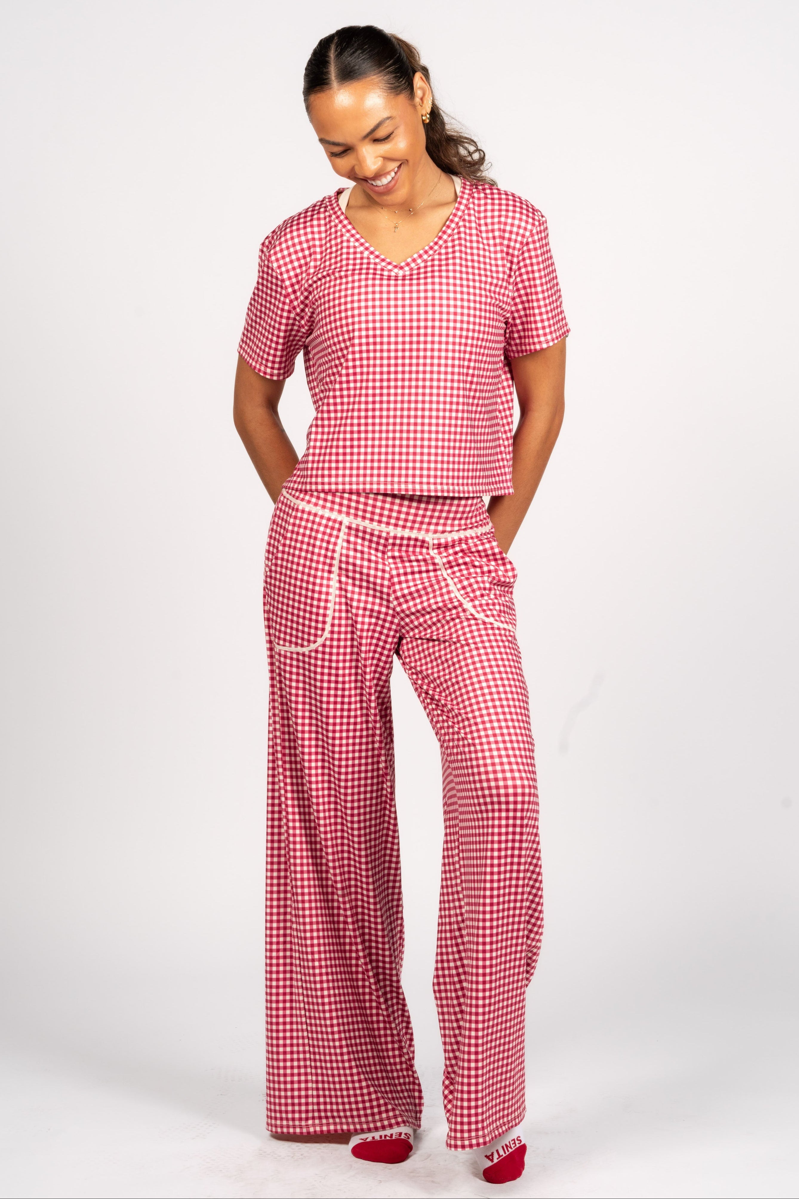 Senita Athletics Weekend Lounge Pant (32 in.) - Cherry Gingham