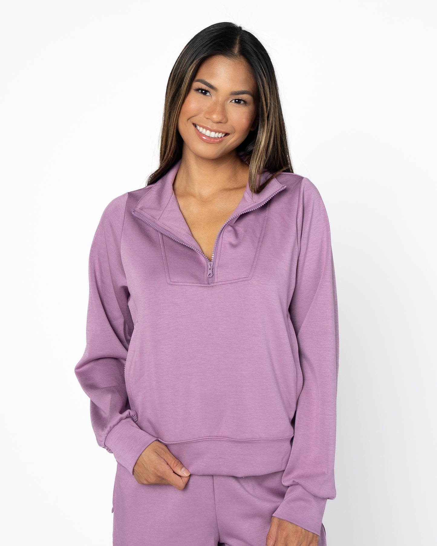 Soft Scuba Quarter Zip - Hazy Lilac - FINAL SALE
