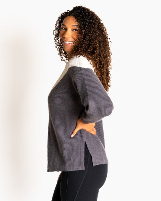 Aspen Sweater - Gray Colorblock - FINAL SALE