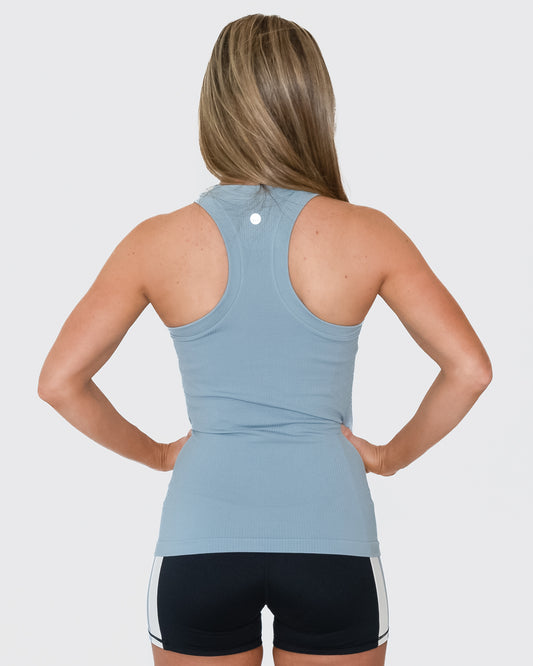 MM Bella Ribbed Tank - Steel Blue - FINAL SALE
