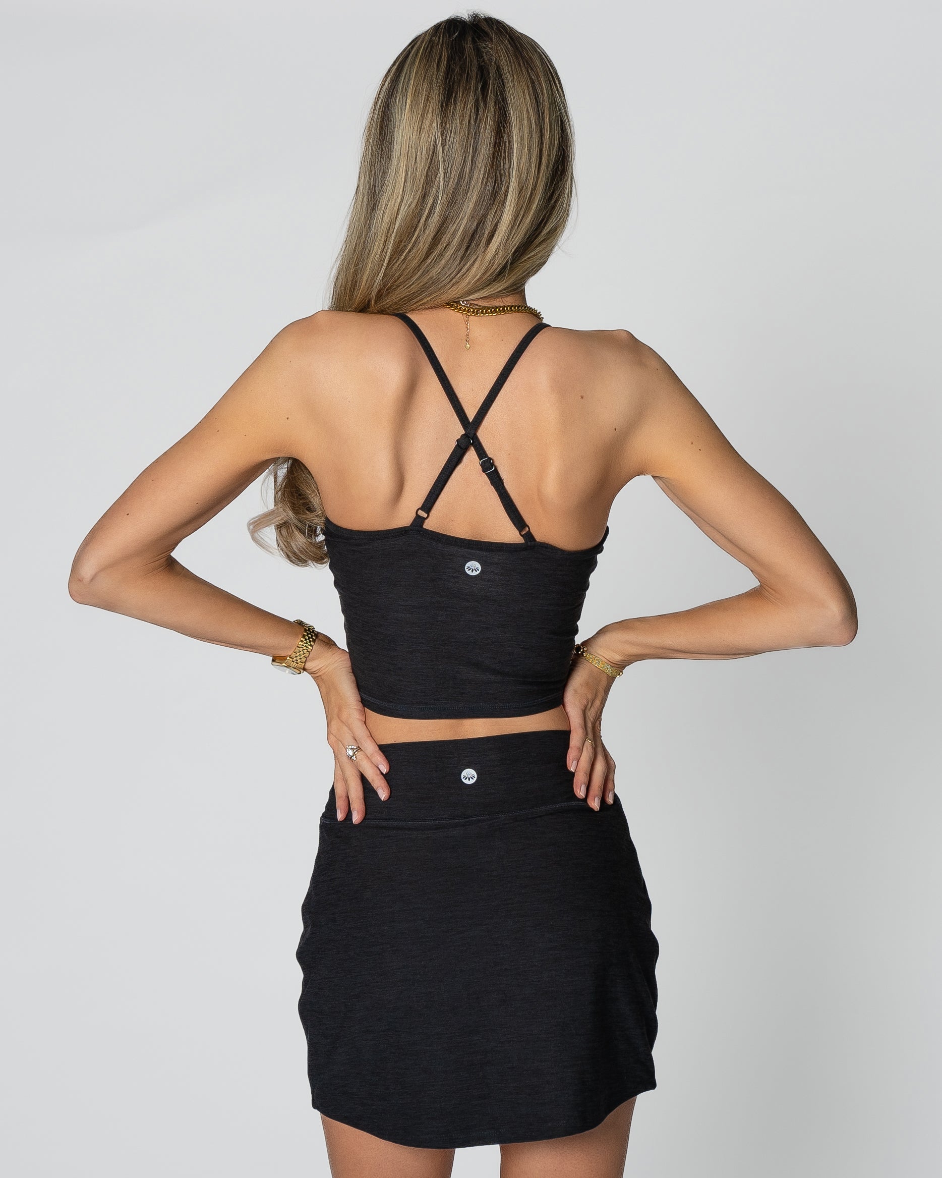 Dynamic Adjustable Ava Crop Top - Heathered Black - FINAL SALE