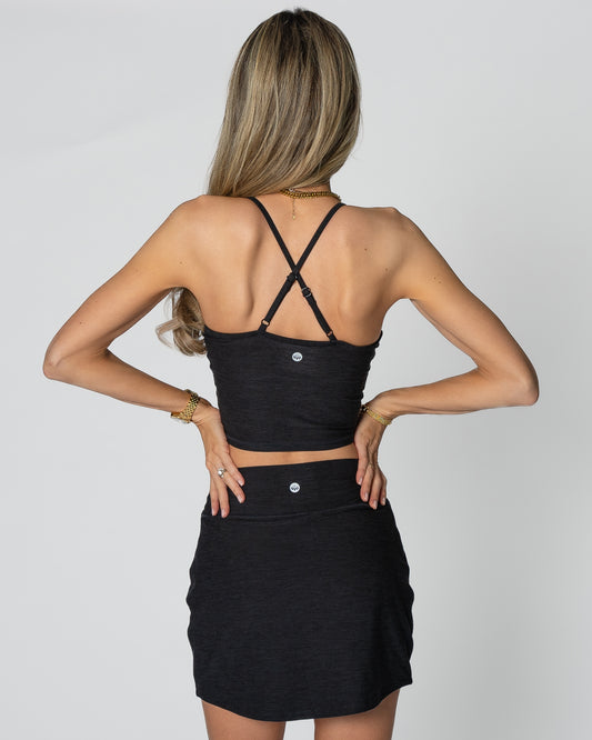 Dynamic Adjustable Ava Crop Top - Heathered Black