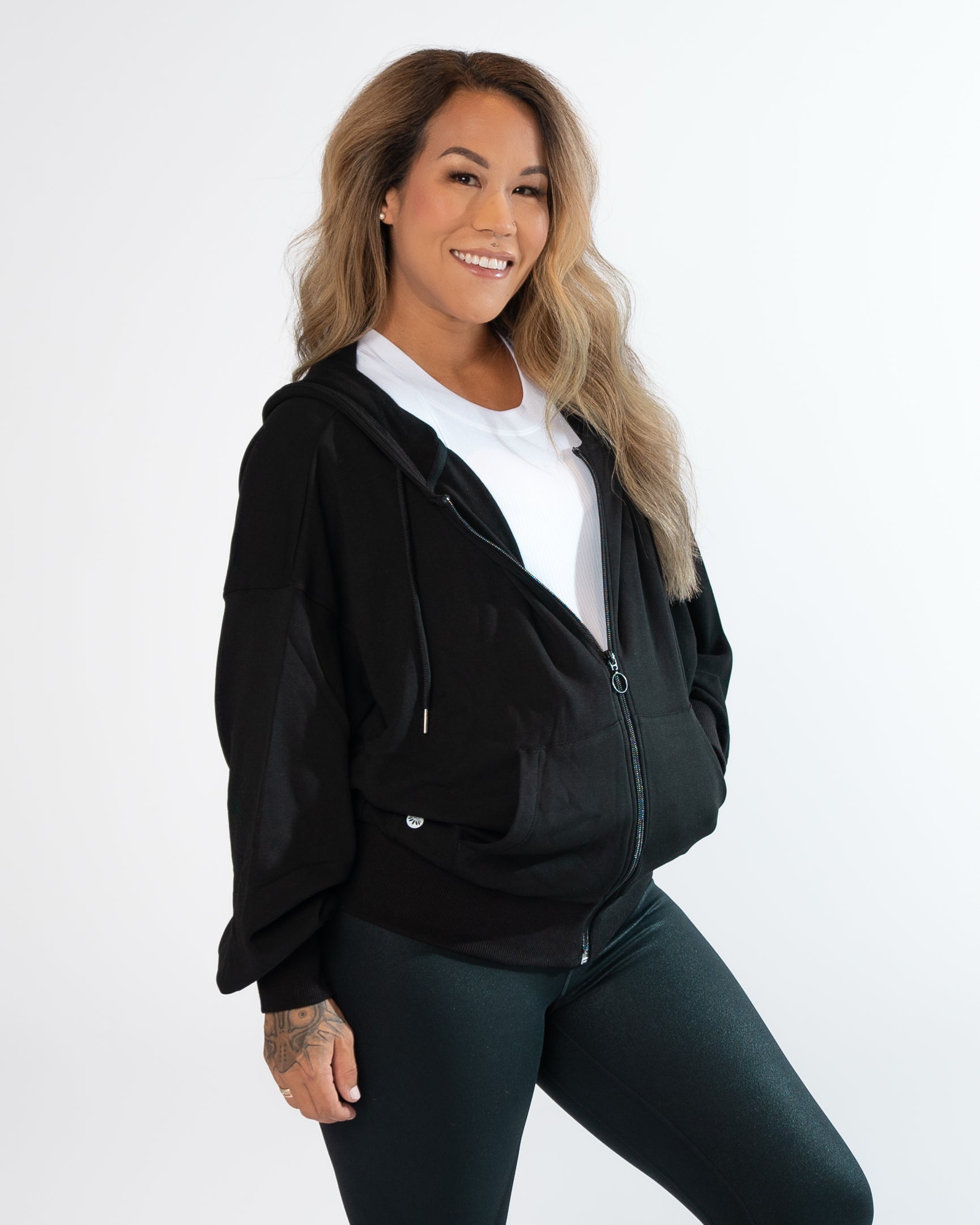 Gabi Zip Up - Black - FINAL SALE