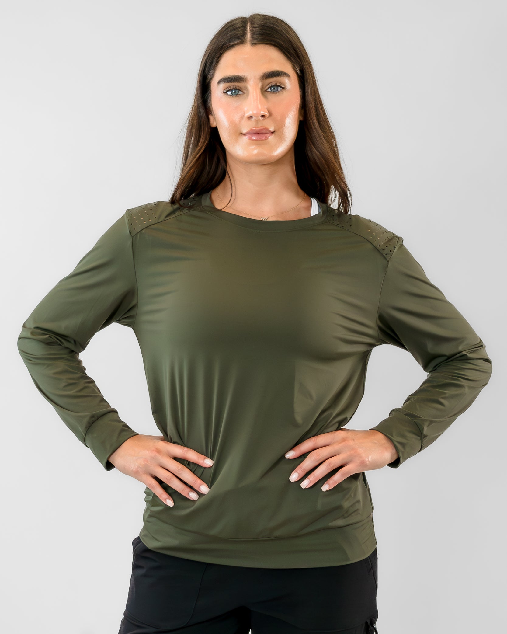 Laser Cut Pullover - Olive – Senita Athletics