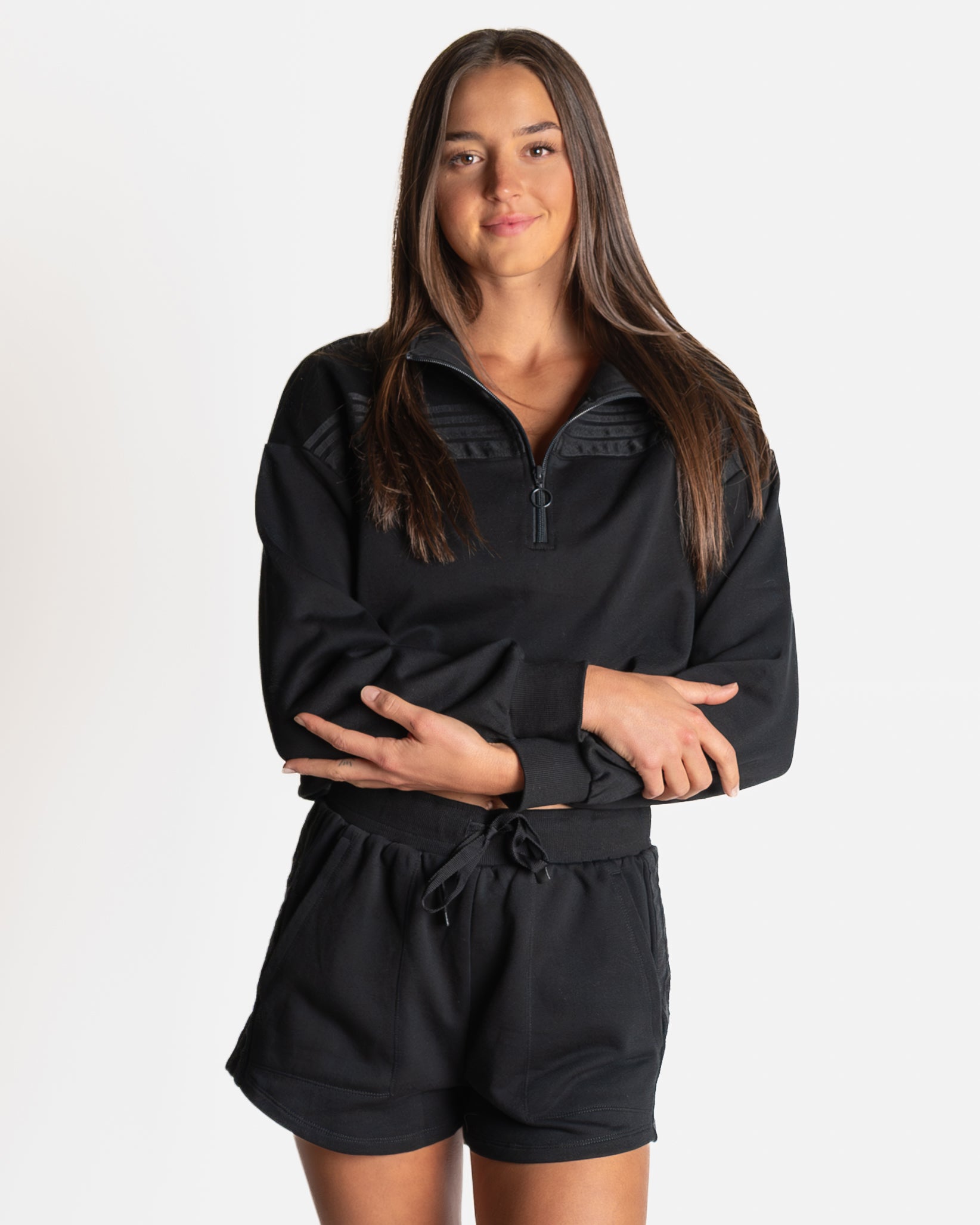 Leisure Quarter Zip - Black: Ultra-Soft & Layering Essential | Senita