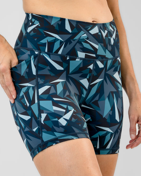 Lux High Waisted Rio Shorts (5 in. inseam) - Navy Kaleidoscope