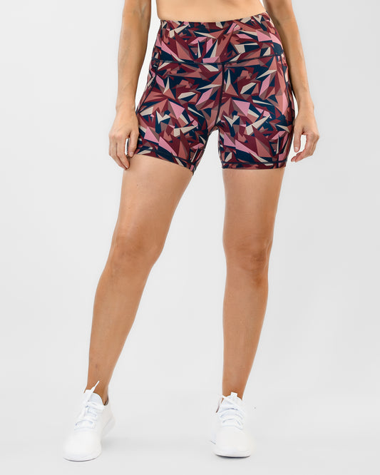 Lux High Waisted Rio Shorts (5 in. inseam) - Apple Butter Kaleidoscope