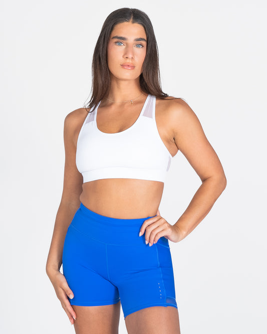 Lux Sarah Mesh Sports Bra - White - Final Sale