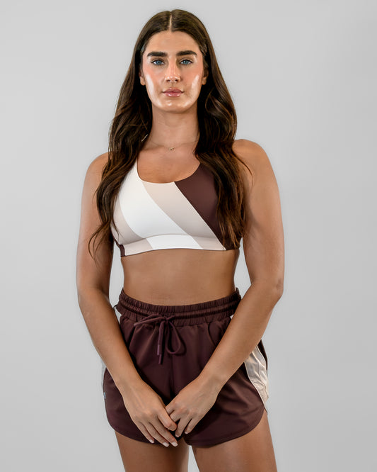 Strappy Sports Bra - Fossil/Latte/Jet Stream