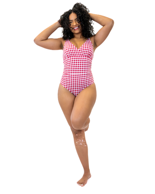 Tie Back Monterey One Piece - Cherry Gingham - FINAL SALE
