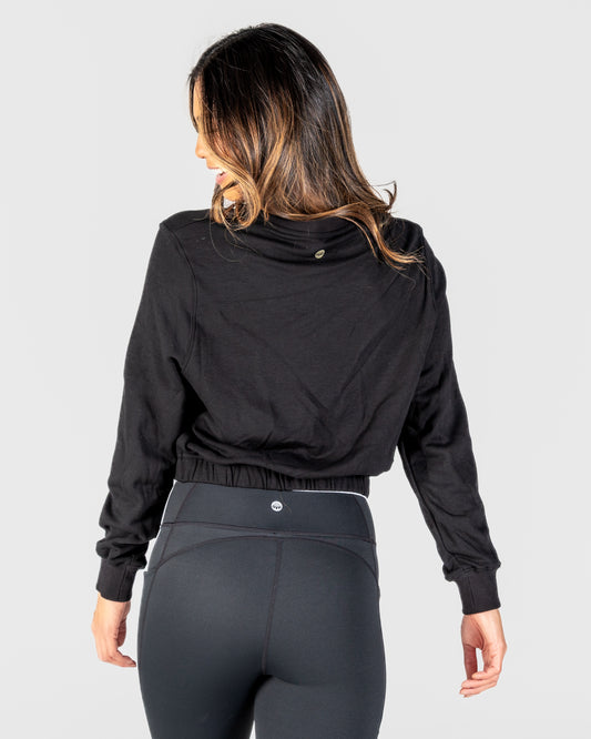 Revive Cropped Crew - Black - M ONLY - FINAL SALE