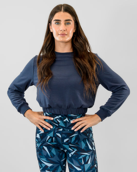 Revive Cropped Crew - Navy