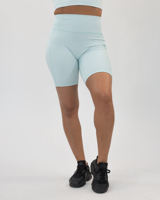 Ribbed Biker Shorts (8 in. inseam)- Sky Blue - FINAL SALE