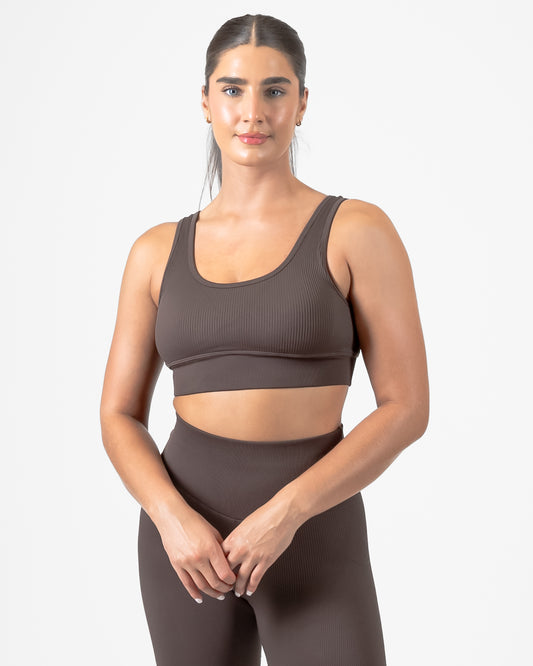 Ribbed Seamless Bra - Espresso