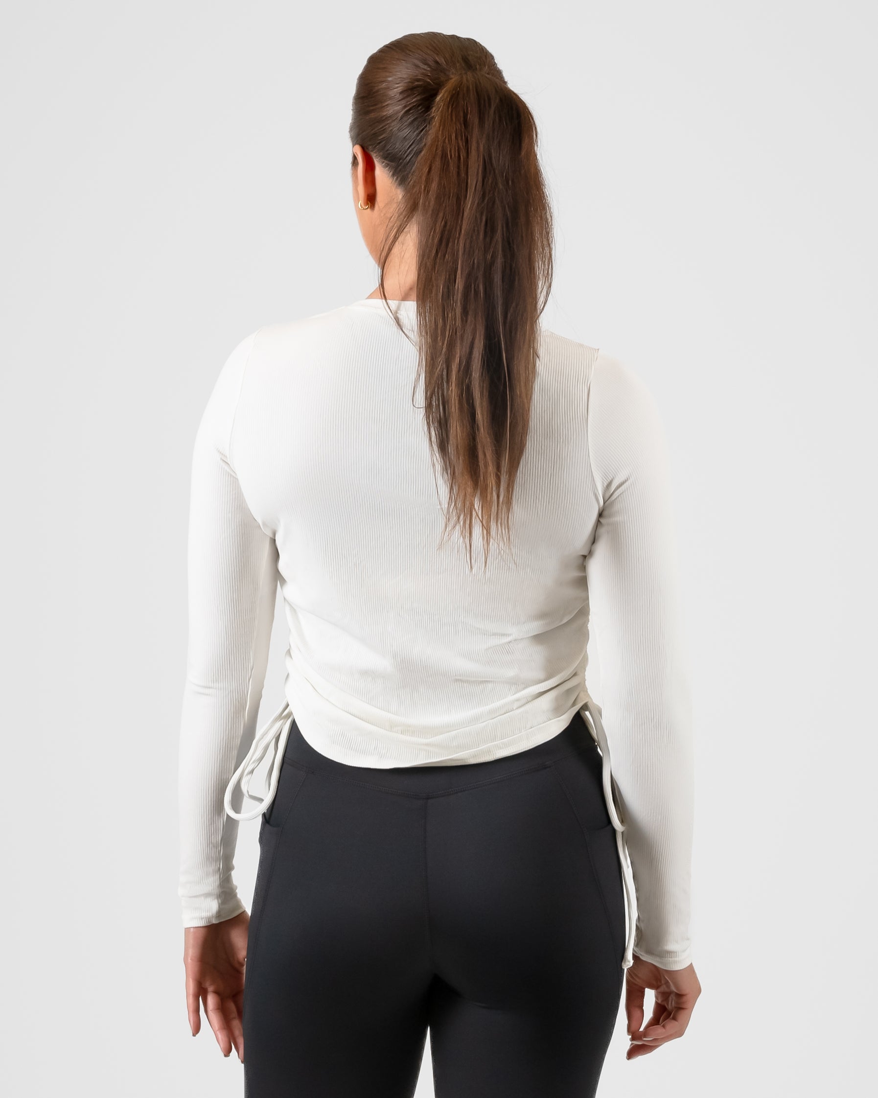 WMNS Side Lace Up Yoga Pants - Capri Cut / White