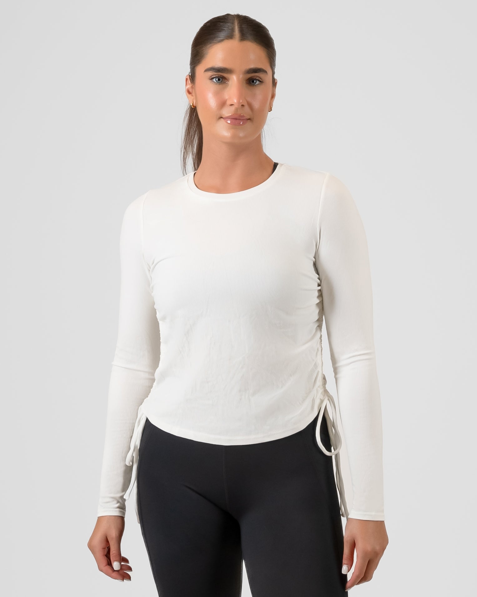 Side Tie Shirred Long Sleeve - Sweet Cream