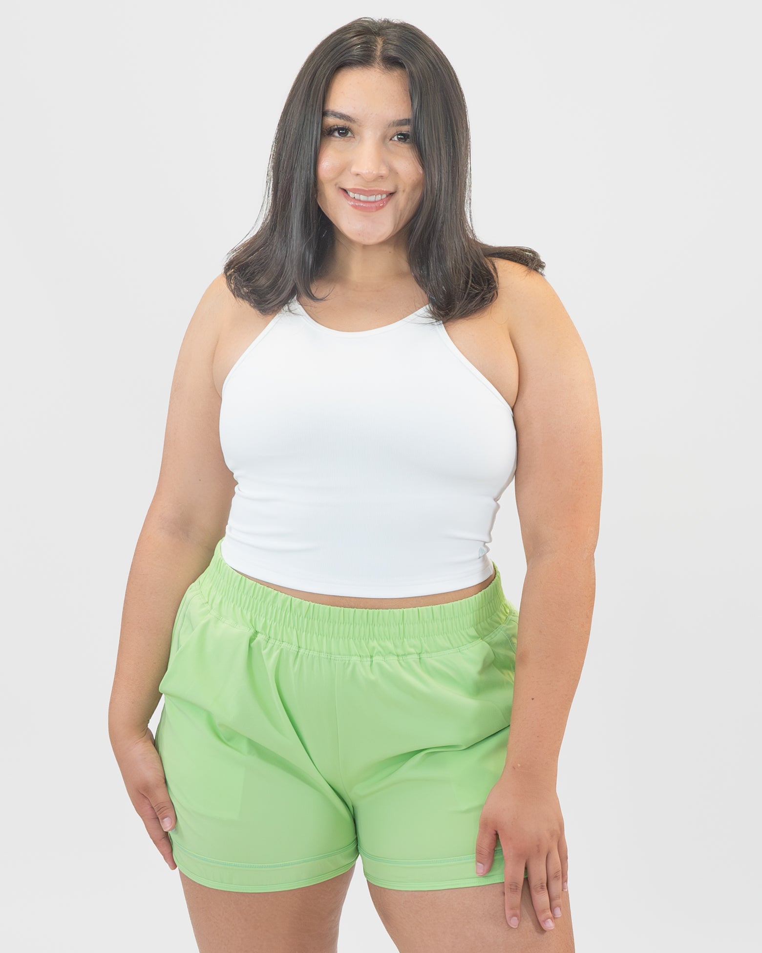 Thin Strap Crop Tank - White