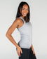 Essential Long Seamless Tank - Black and White Stripes