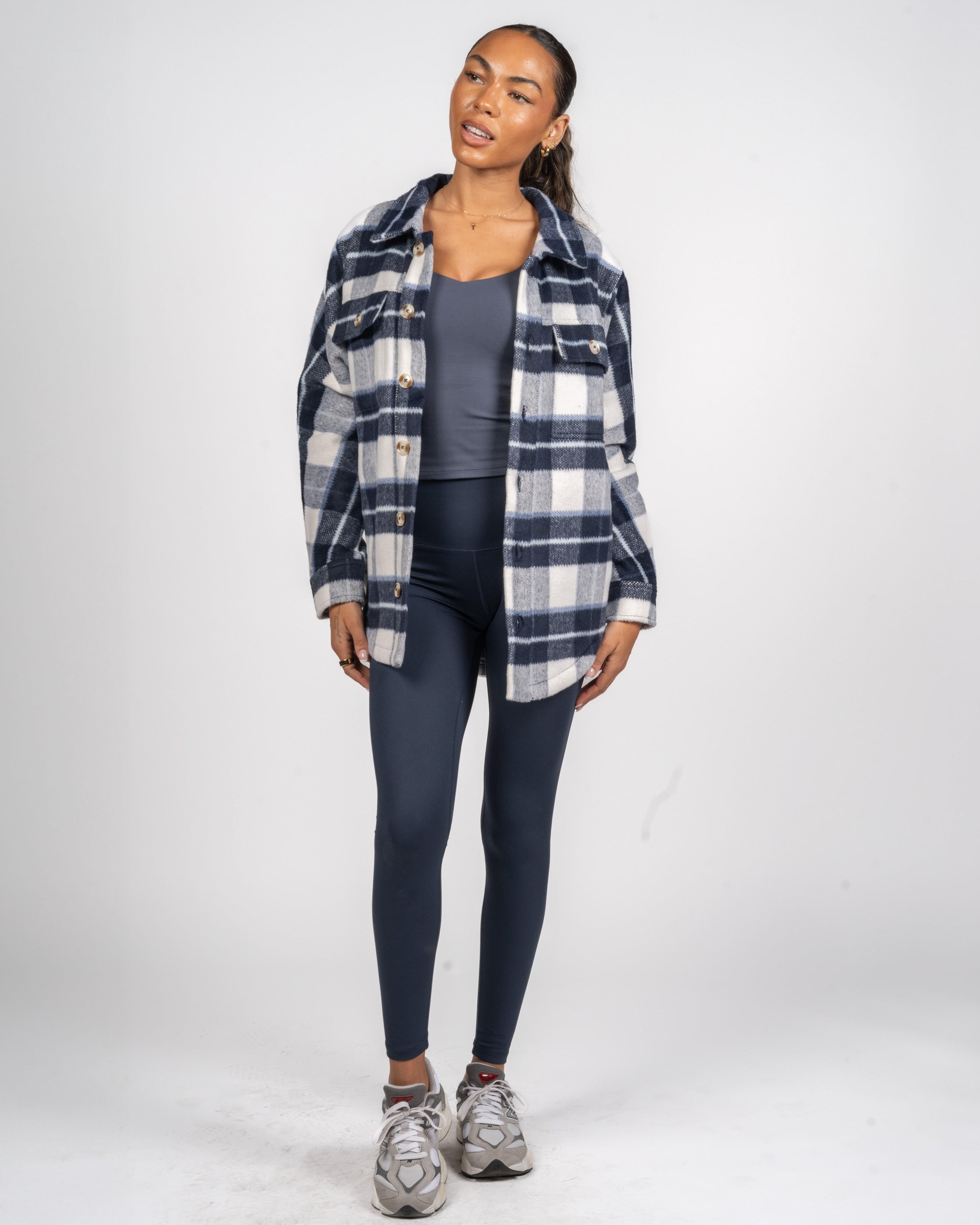 Rin Shacket - Navy Plaid: Ultra-Soft & Lightweight from Senita