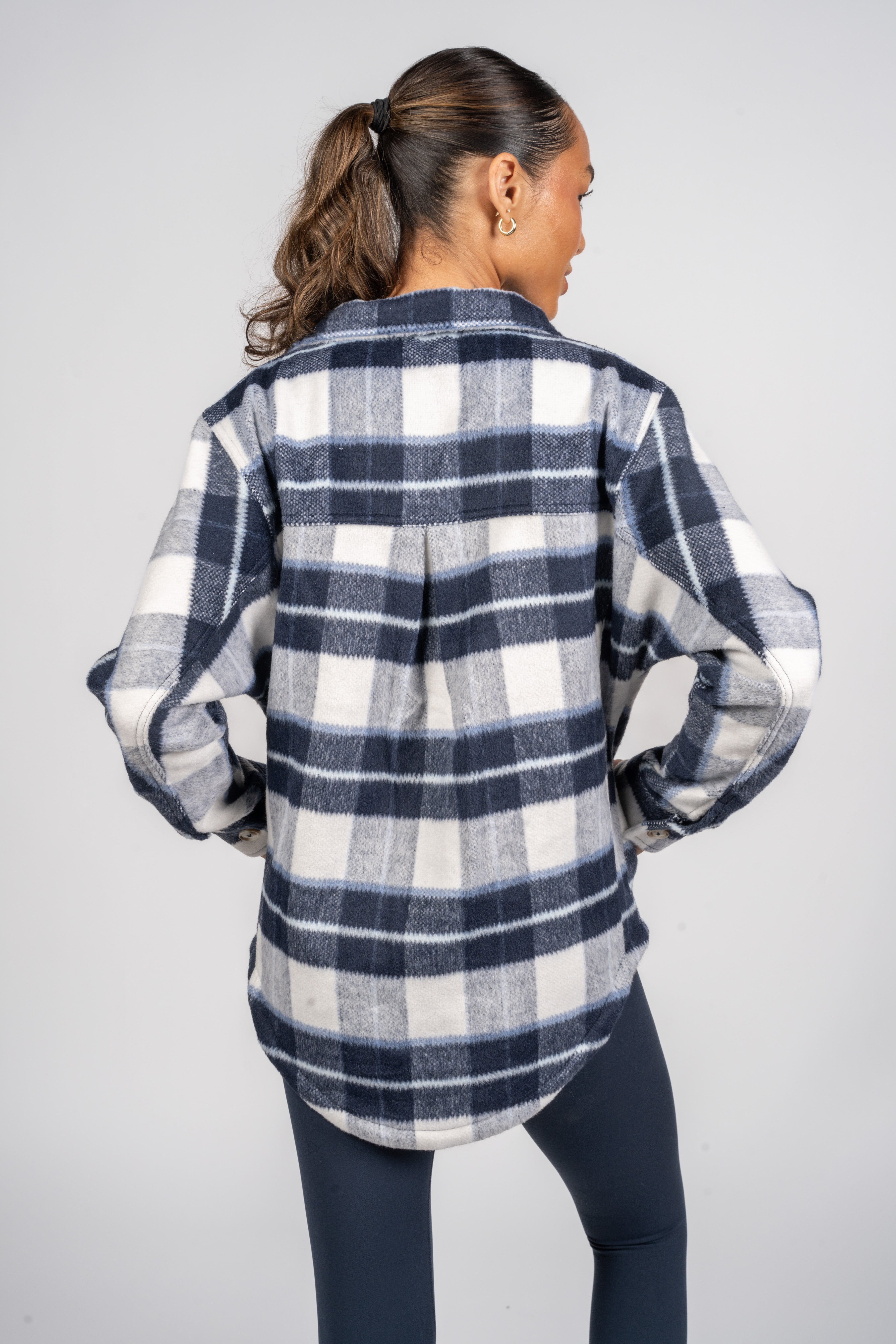 Rin Shacket - Navy Plaid: Ultra-Soft & Lightweight from Senita