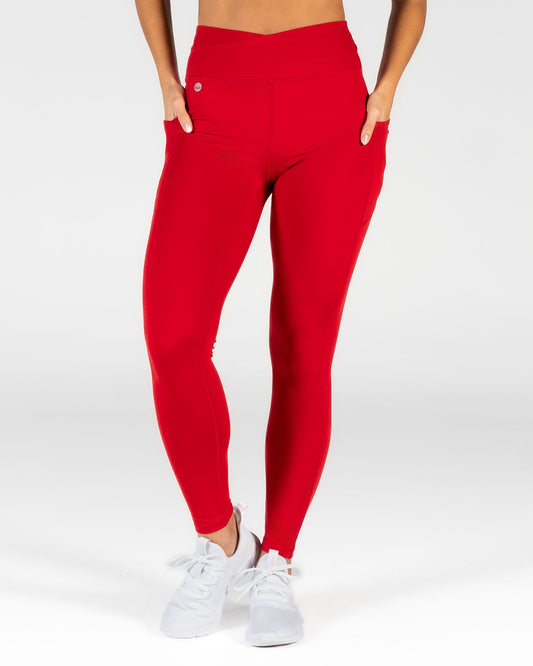 Skin Wrap Front Leggings - Cherry