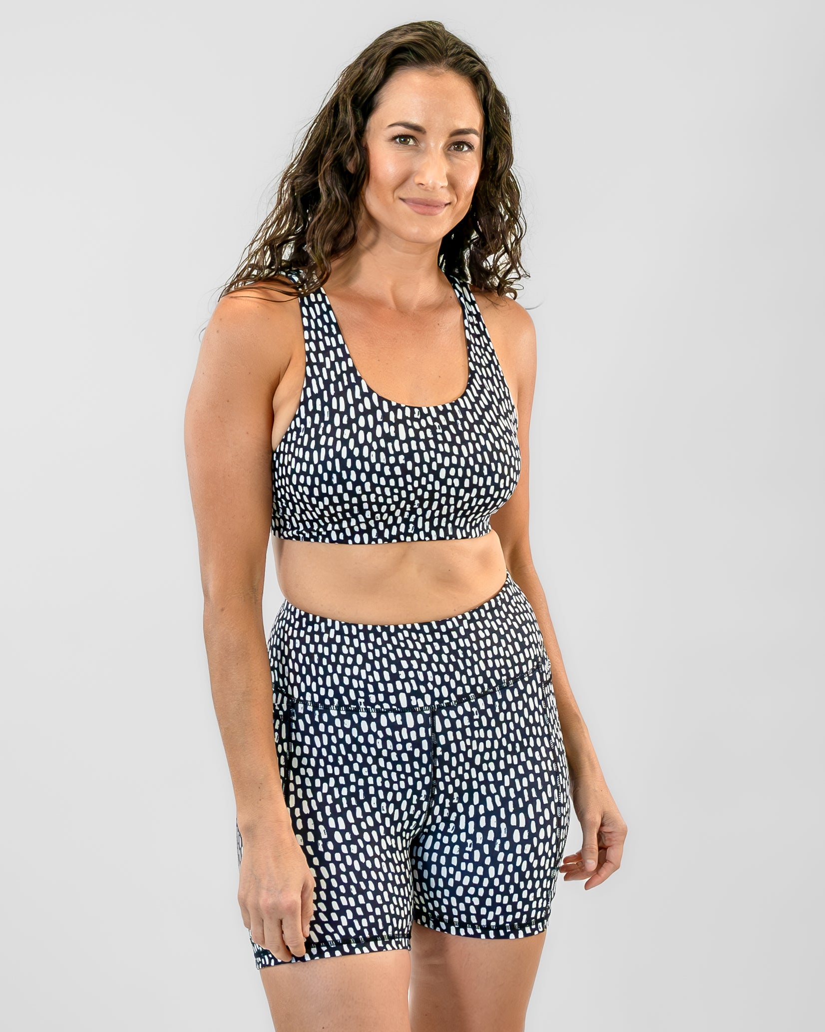 Strappy Sports Bra - Lucky Spots (Black & Jet Stream)